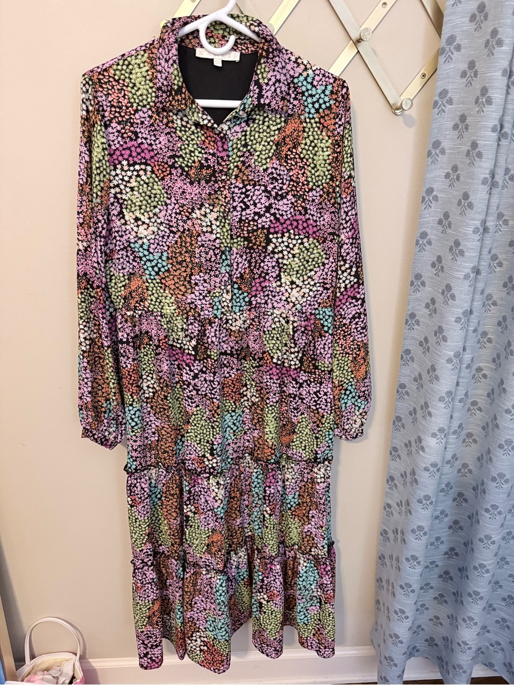 Karlie Multicolor Floral Tiered Button-Front Casual Dress